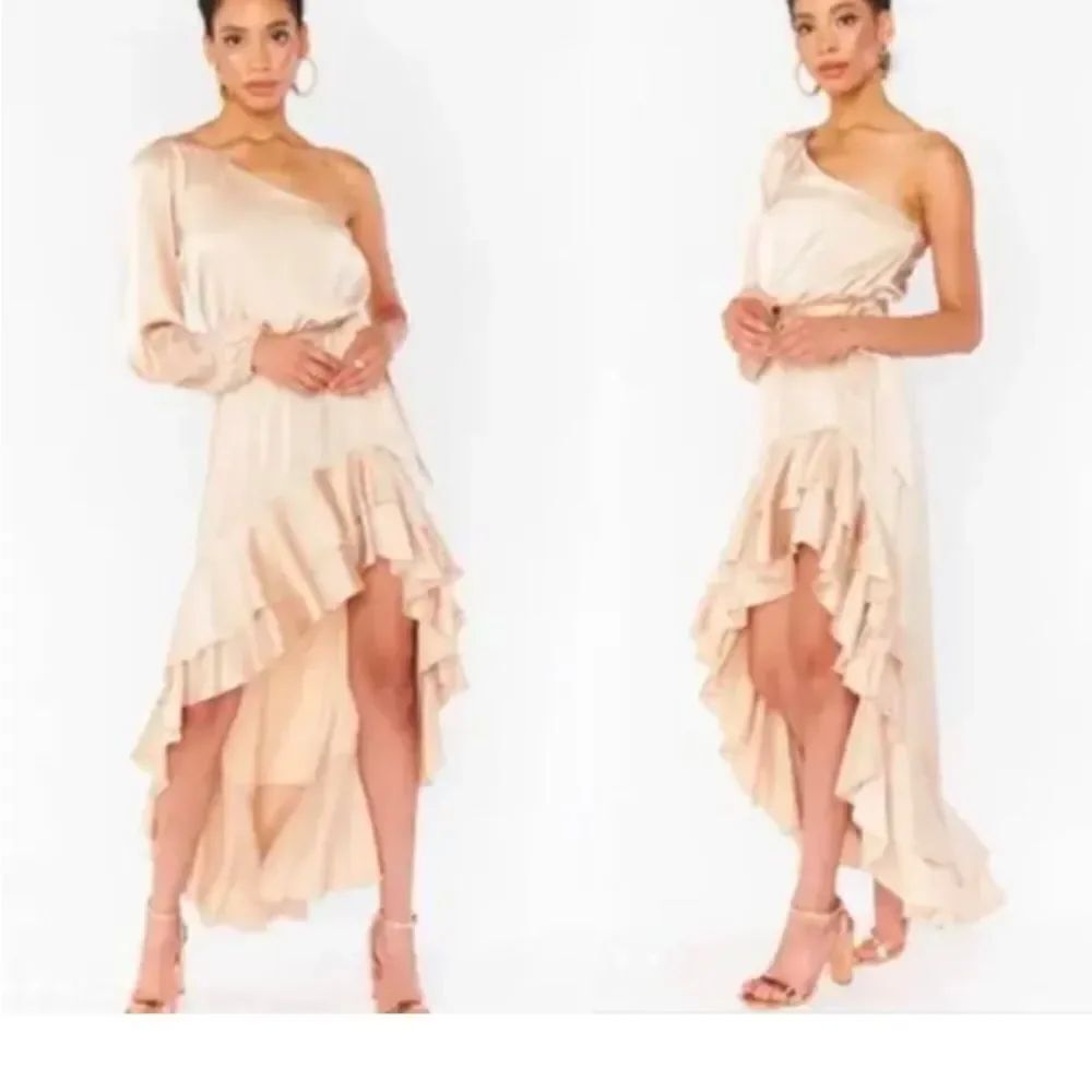 MUMU Stunner Maxi Dress Size M Champagne Luxe Satin Small